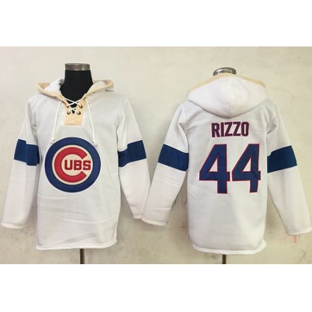 Cubs #44 Anthony Rizzo White Pullover MLB Hoodie