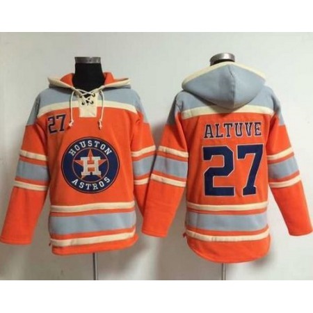 Astros #27 Jose Altuve Orange Sawyer Hooded Sweatshirt MLB Hoodie