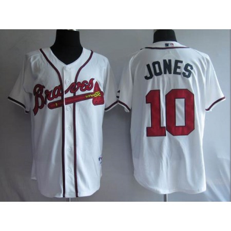 Braves #10 Chipper Jones Stitched White MLB Jersey