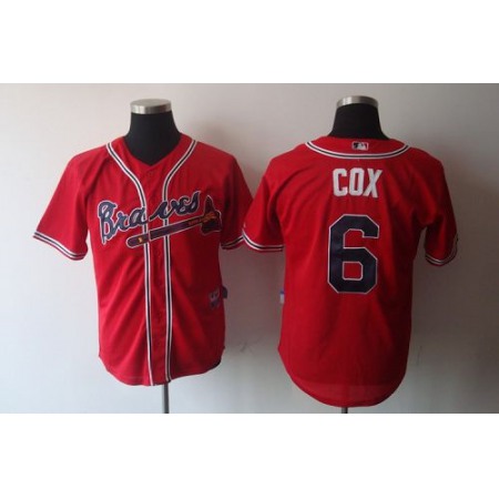 Braves #6 Bobby Cox Red Stitched MLB Jersey