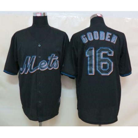 Mets #16 Dwight Gooden Black Fashion Stitched MLB Jersey