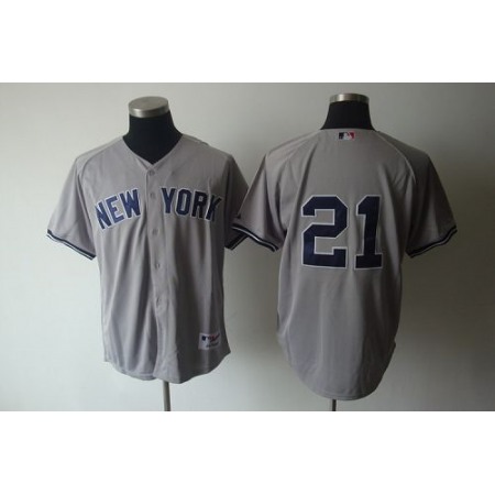 Yankees #21 Paul O'Neill Grey Stitched MLB Jersey