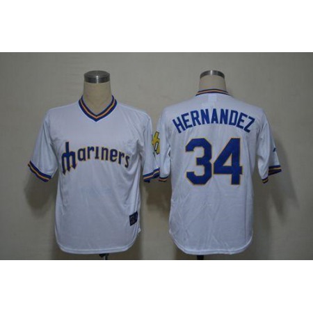 Mariners #34 Felix Hernandez White Cooperstown Stitched MLB Jersey