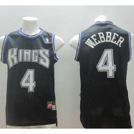 Kings #4 Chris Webber Black Throwback Stitched NBA Jersey