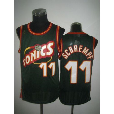 Thunder #11 Detlef Schrempf Green SuperSonics Throwback Stitched NBA Jersey