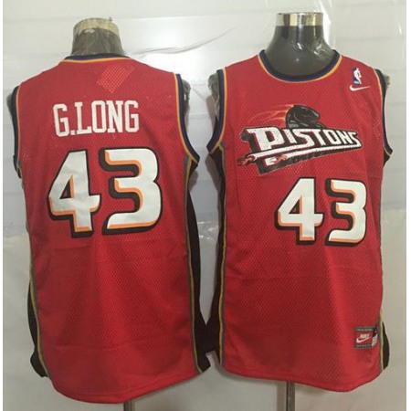 Pistons #43 Grant Long Red Nike Throwback Stitched NBA Jersey