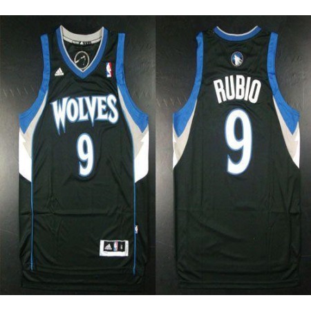 Timberwolves #9 Ricky Rubio Revolution 30 Black Stitched NBA Jersey