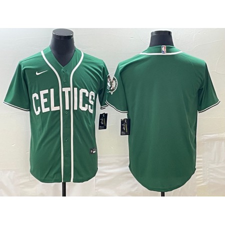 Men's Boston Celtics Blank Green Stitched Baseball Jersey