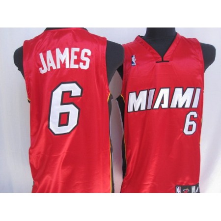 Heat #6 LeBron James Stitched Red NBA Jersey