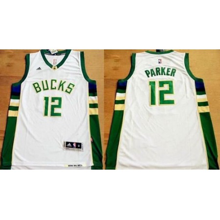 Revolution 30 Bucks #12 Jabari Parker White Stitched NBA Jersey