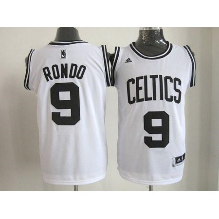 Celtics #9 Rajon Rondo White(Black No.) Stitched NBA Jersey