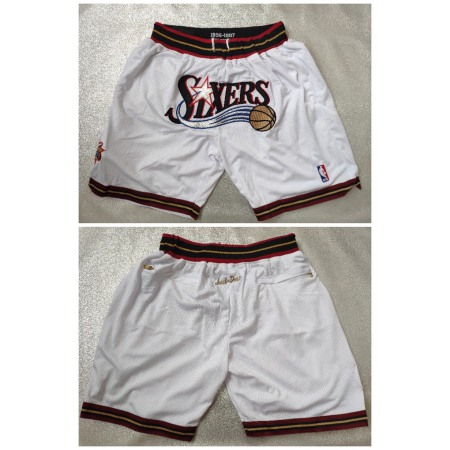 Men's Philadelphia 76ers White Shorts (Run Small)