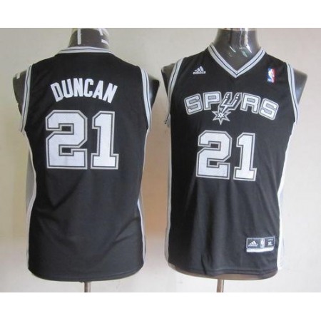 Spurs #21 Tim Duncan Black Youth Stitched NBA Jersey