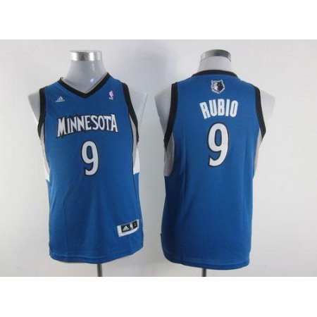 Timberwolves #9 Ricky Rubio Blue Stitched Youth NBA Jersey