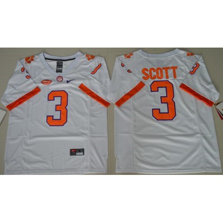 Tigers #3 Artavis Scott White Limited Stitched NCAA Jersey