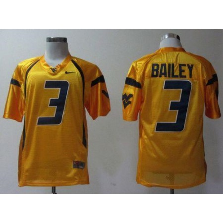 Mountaineers #3 Stedman Bailey Gold Stitched NCAA Jersey