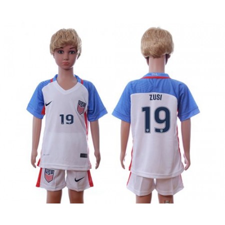 USA #19 Zusi Home Kid Soccer Country Jersey