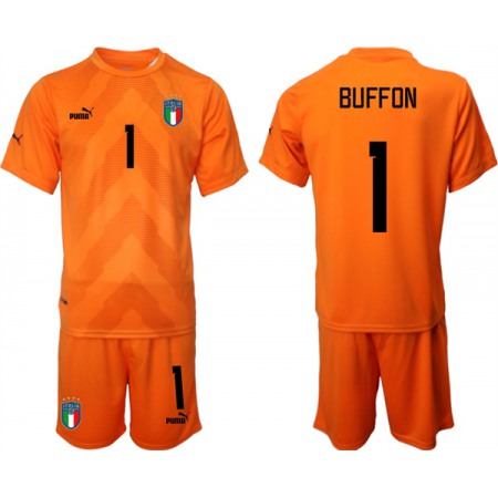 Men's Italy #1 Buffon Orange Goalkeeper Soccer Jersey Suit