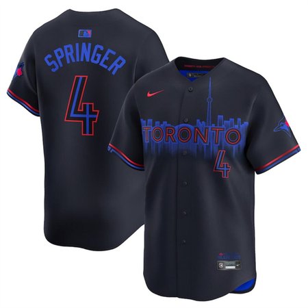 Men's Toronto Blue Jays #4 George Springer Black 2024 City Connect Limited Stitched Baseball Jersey