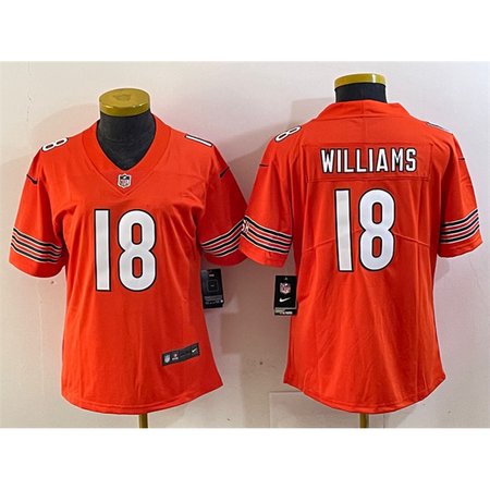 Women's Chicago Bears #18 Caleb Williams Orange 2024 Draft Vapor Stitched Jersey(Run Small)