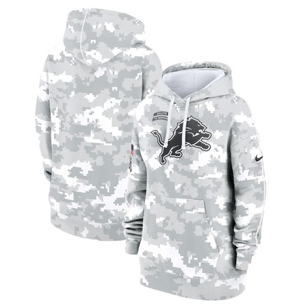 Women's Detroit Lions Nike Arctic Camo 2024 Salute To Service Club Fleece Pullover Hoodie