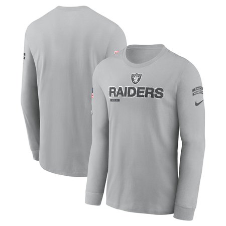 Men's Las Vegas Raiders Nike Gray 2024 Salute To Service Long Sleeve T-Shirt