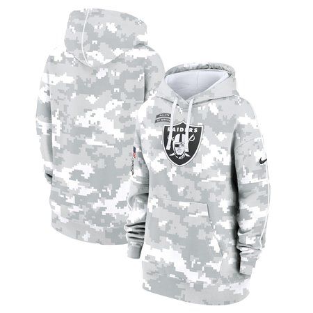 Women's Las Vegas Raiders Nike Arctic Camo 2024 Salute To Service Club Fleece Pullover Hoodie