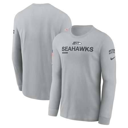 Men's Seattle Seahawks Nike Gray 2024 Salute To Service Long Sleeve T-Shirt