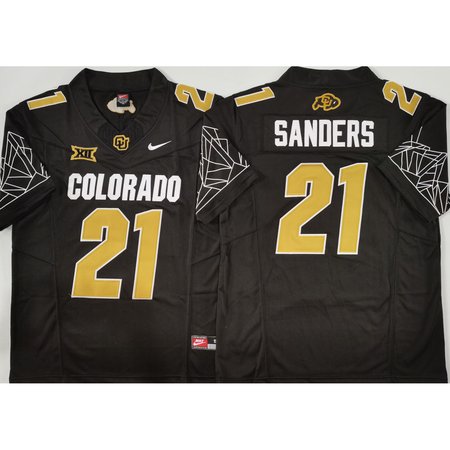 Men's Colorado Buffaloes Black #21 Sanders Stitched Jersey