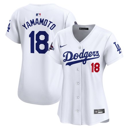 Women's Los Angeles Dodgers Yoshinobu Yamamoto Nike White 2024 World Series Champions Home Limited Player Jersey