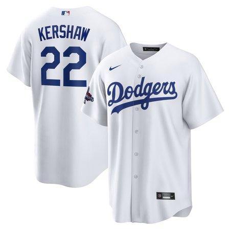 Men's Los Angeles Dodgers Clayton Kershaw Nike White 2024 World Series Champions Home Replica Player Jersey