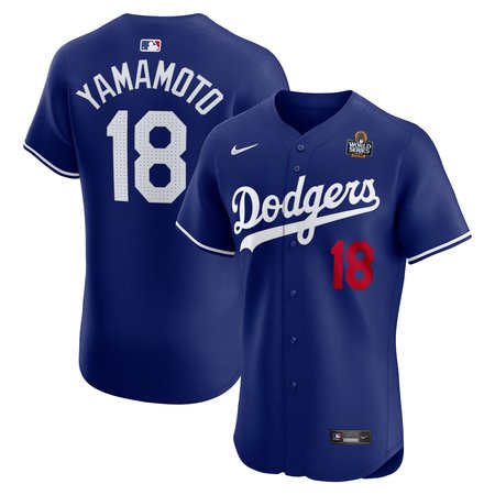 Men's Los Angeles Dodgers Yoshinobu Yamamoto Nike Royal 2024 World Series Alternate Elite Player Jersey