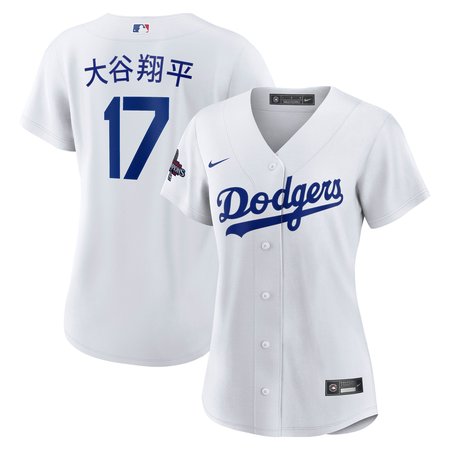 Women's Los Angeles Dodgers Shohei Ohtani Nike White 2024 World Series Champions Home Japanese Characters Replica Player Jersey