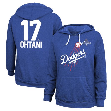 Women's Los Angeles Dodgers Shohei Ohtani Threads Royal 2024 World Series Champions Hoodie