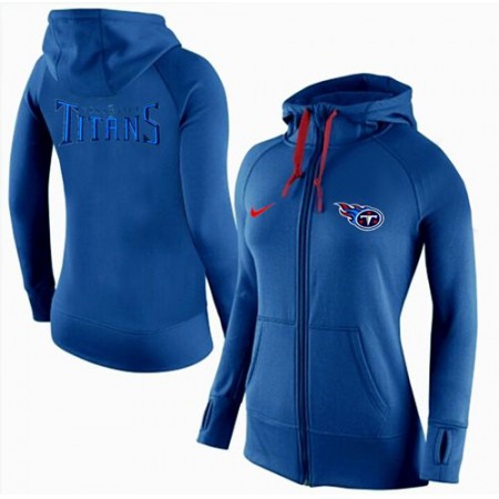 Women's Nike Tennessee Titans Full-Zip Performance Hoodie Blue