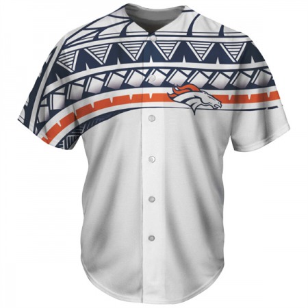 Men's Denver Broncos White Baseball Jersey