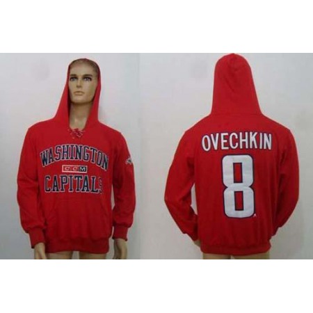 CCM Washington Capitals #8 Alex Ovechkin Red Lace Up Hoodie