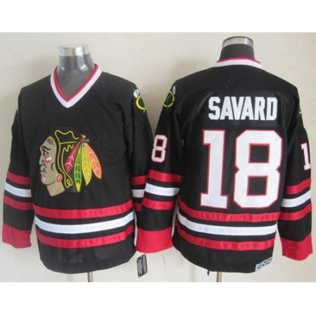 Blackhawks #18 Denis Savard Black CCM Throwback Stitched NHL Jersey