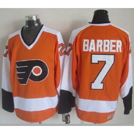 Flyers #7 Bill Barber Orange CCM Throwback Stitched NHL Jersey