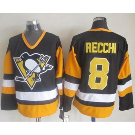 Penguins #8 Mark Recchi Black CCM Throwback Stitched NHL Jersey