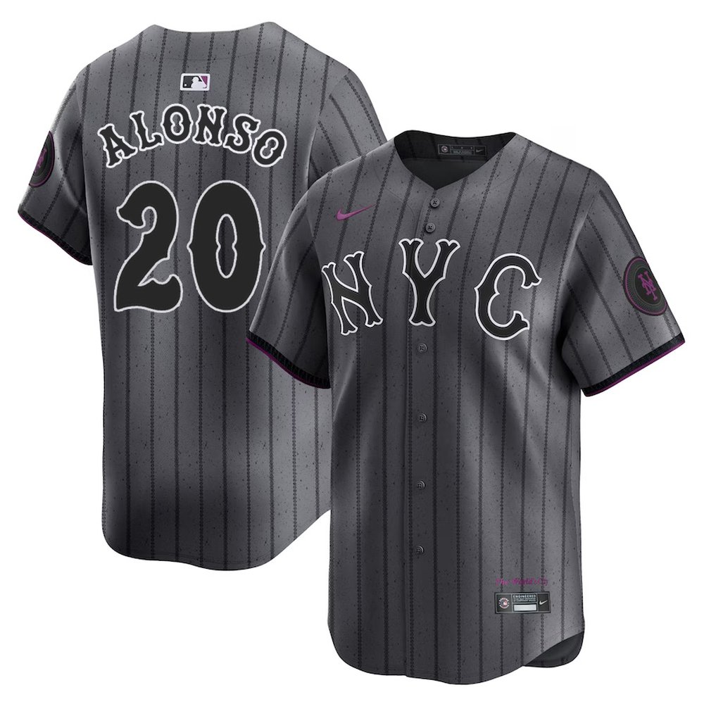 Men's New York Mets #20 Pete Alonso Nike Graphite 2024 City Connect ...